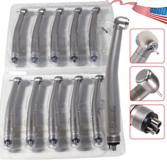 10 ASkeadnt NEW Dental High Speed HANDPIECES Fast Turbine Push Button 4-H