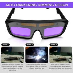 TRQWH Auto Darkening Welding Glasses True Color Solar Safety Goggles PC Lens