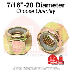 7/16″-20 Grade 8 Nylon Insert Lock Nuts Zinc Yellow Fine Thread (Pick Qty)