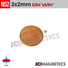 2mm x 2mm 5/64″x5/64″ N52 Strong Rare Earth Neodymium Small Magnet Disc 2x2mm