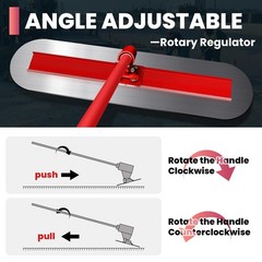 48″x12″ Stainless Steel Bull Float Concrete Tool Trowel Float 4 Handle Round End