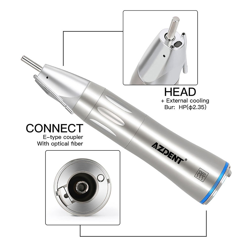 AZDENT Dental 1:1 Fiber Optic Surgical Straight Nose Cone Low Speed Handpiece