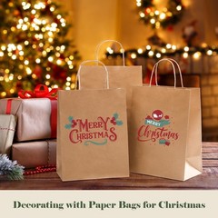 GSSUSA 100 Pack Brown Paper Bags with Handles, 8 1 count (Pack of 100),