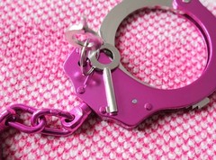 Pink and Silver 2 Tone Professional Grade Double Locking Steel Handcuffs W/ Keys