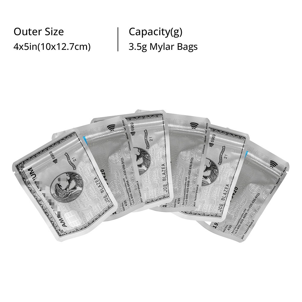 100PCS 3.5g Zip Seal Mylar Pouches Food Grade Resealable Smell Proof Storage Bag