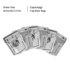 100PCS 3.5g Zip Seal Mylar Pouches Food Grade Resealable Smell Proof Storage Bag
