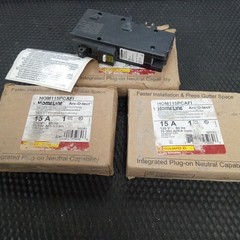 Lot 3 NOS- Square D Homeline 1 Pole 15A 120VAC Circuit Breaker – HOM115PCAFI –