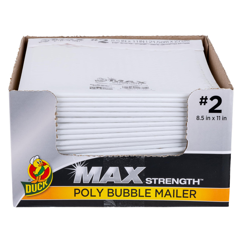 Duck Max 2 Poly Bubble Mailer White 8.5 Inch X 11 Inch 25 Pack