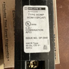 Square D HOM115PCAFI Plug-On Neutral AFCI 15A 120V Circuit Breaker