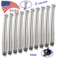 Triple Water Spray 10Pcs Dental High Speed Handpiece Push Button 4H Autochuck US