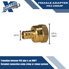 (100) 1/2″ PEX X 1/2″ FEMALE NPT THREADED ADAPTER BRASS CRIMP FITTING LEAD FREE