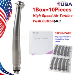 4 Hole Dental High Speed Handpiece Large Head Single Water Spray Air Turbine 10