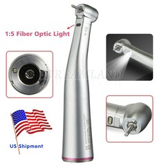 NSK Style Dental 1:5 Increasing Handpiece Fiber Optic LED Contra Angle Red Ring