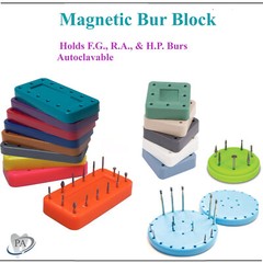 Dental Bur Block Magnetic Lab Holder Station Holds 14 Burs, 7/8 Burs, FG, HP RA