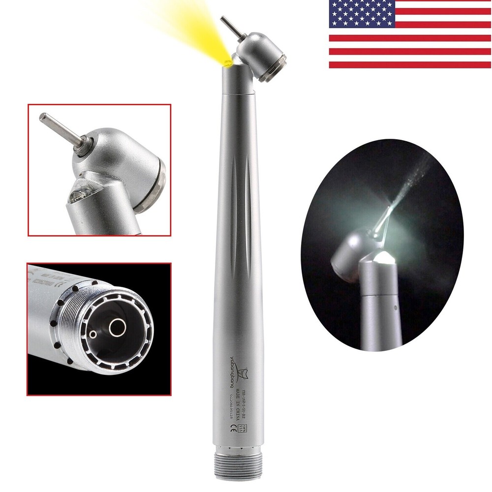 Dental 45° Angle Degree LED Light push button head optic fiber handpiece 2H USA