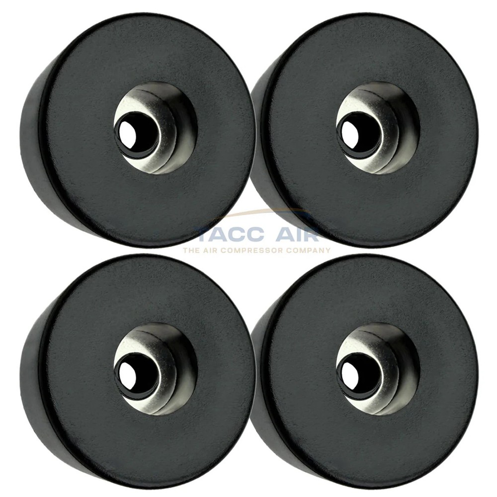4 PC Pack 1.5″ x 3/4″ Round Air Compressor Rubber Feet / Foot Vibration Pad Set