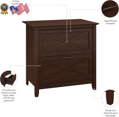 Bush Key West 2 Drawer Lateral File Cabinet Bing Cherry 1 FREE SHIPPING USA