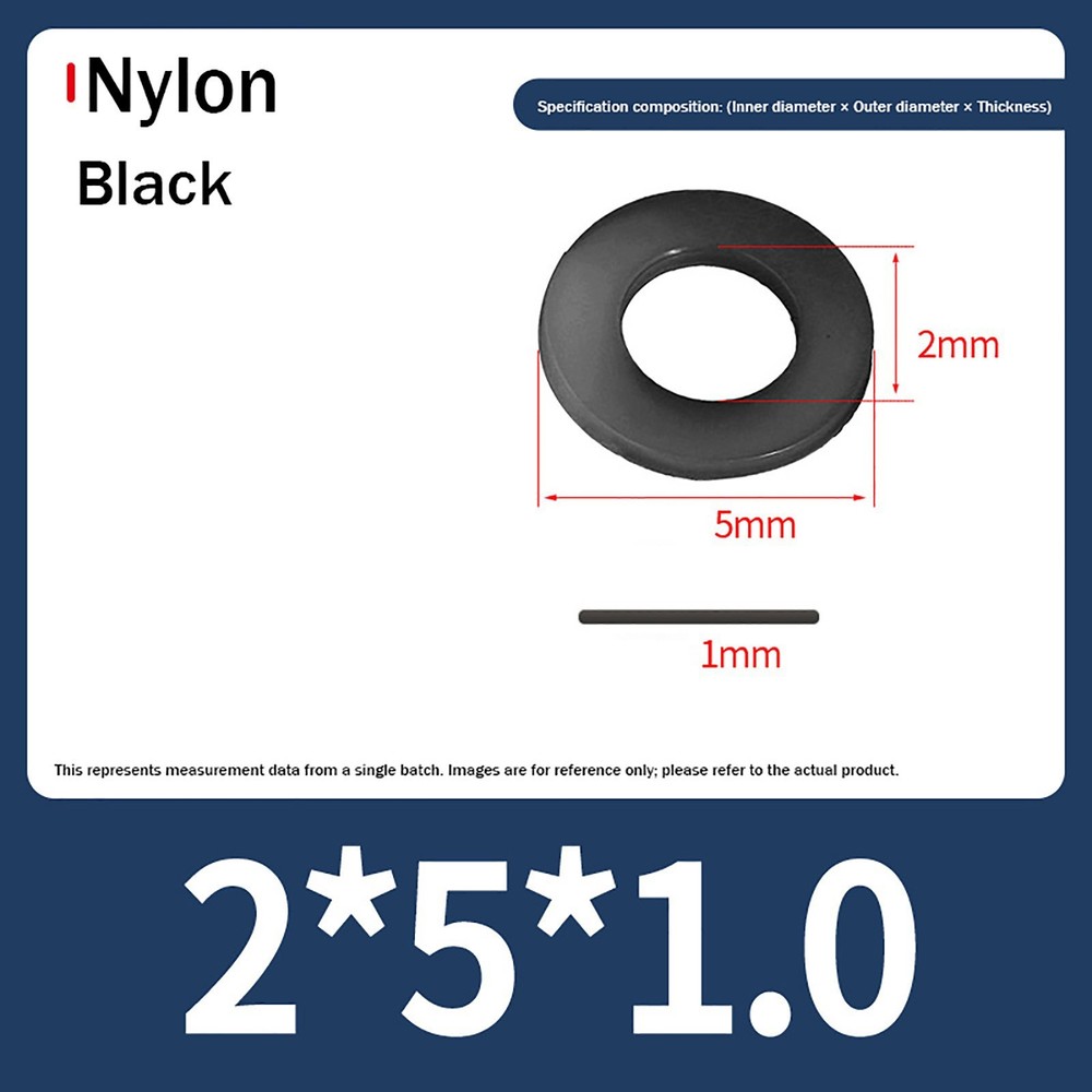 Black Nylon Plastic Flat Washers Penny Washers Metric M2 M3 M4 M5 M6 M8 M10-M20