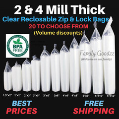 Zip Seal Clear Plastic Recloseable Parts Bags 2 Mil & 4 Mil Thick, Jewelry Bags