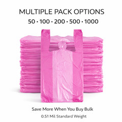 Purple T-Shirt Carryout Bags 1/6 Large 21×6.5×11.5 Plastic Grocery Shopping