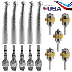 1-10 KaV Style Dental Fiber Optic High Speed Handpiece 6Hole LED Coupler /Rotor
