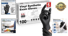 Black Vinyl Disposable Gloves – 4 Mil Latex-Free Exam & Food Prep Gloves – 10…