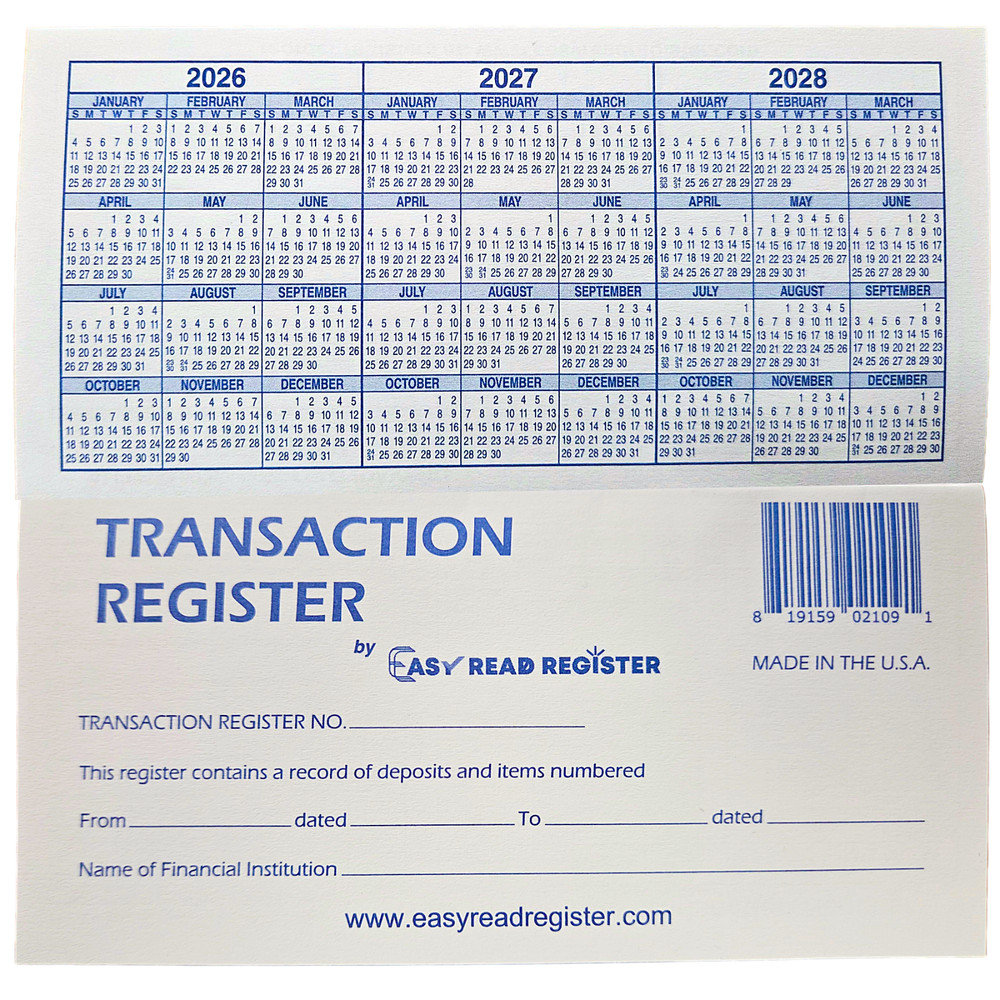 16 Pack Checkbook Transaction Register Ledger 26-27-28 Calendars Check Book Bank