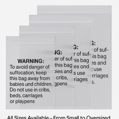 Poly Bags Resealable Suffocation Warning Clear Merchandise 1.5 mil Shirt Apparel