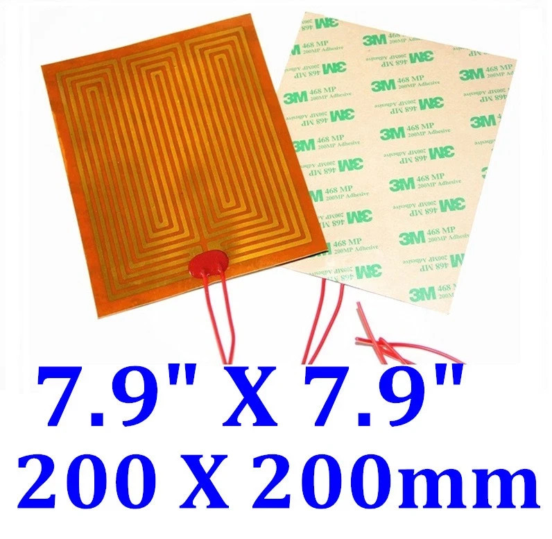 Kapton Heater 8″ X 8″ 200 X 200mm 12V 120W w/PSA Factory Direct Sale CE JSRGO