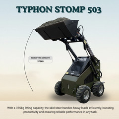 New TYPHON STOMP 503 Skid Steer Loader 375kg Lift 22.1HP Honda GX690 USA Engine