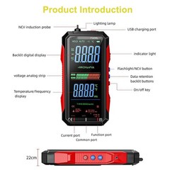 USB Rechargeable Digital Multimeter 6000 Counts Large Color Screen & Backlight