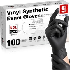 Ambidextrous 4 Mil Vinyl Gloves – Black, 100 Count, Food Safe & Latex-Free