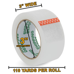 12 Rolls of Shipping Depot Carton Box Sealing Clear Packing Tape 3″ x 110 Yds