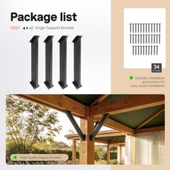 4 Pcs 45 Degree Angle Support Brackets Pergola Kit Heavy Duty Connector Brace