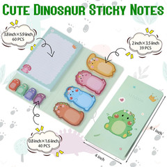Dinosaur Sticky Notes Set, 360 Sheets Cute Cartoon Animal Dinosaur Self-Stick No