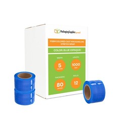 Narrow Banding Stretch Film Shrink Wrap Blue Color 5″ x 1000′ 80 Ga 12 Rolls