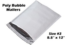 SIZE #2 SELF SEALING POLY WHITE BUBBLE MAILERS 8.5×12″ PADDED SHIPPING ENVELOPES