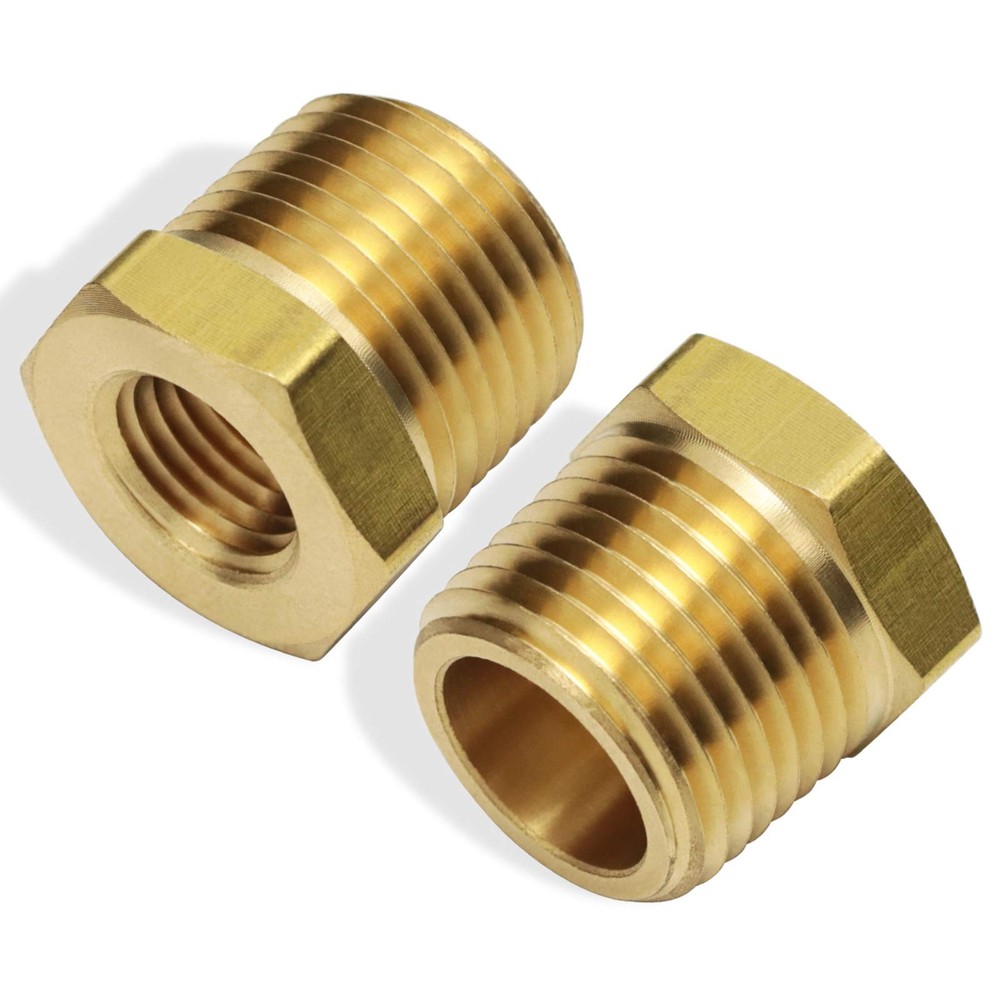 2pcs 1/2 Inch NPT to 1/4 Inch NPT Female Reducer Brass Pipe Hose Tube Fitting…