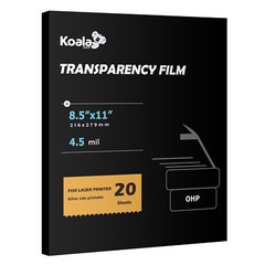 Koala Clear Transparency Film for Laser Printers 8.5×11 Screen Printing 20 Sheet