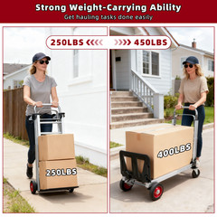 Aluminum Hand Truck 3 in 1 Folding Dolly Cart 400 lbs Capacity Heavy Duty