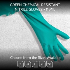 12 Pairs Green Chemical Resistant Diamond Textured Nitrile Gloves Industrial/2XL