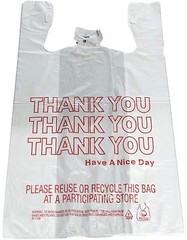 Bags 1/6 Large 21 x 6.5 x 11.5 “Thank You” T-Shirt Plastic Grocery Shopping Bags