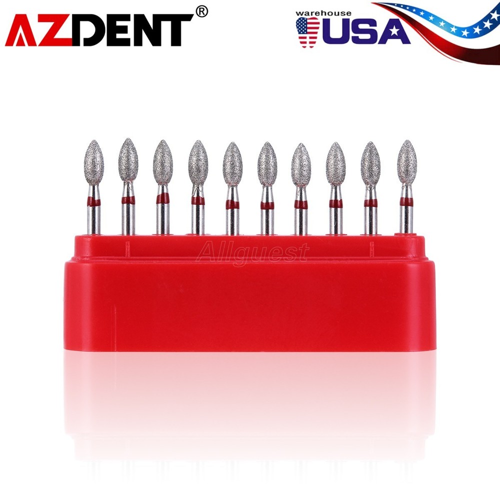 AZDENT Dental FG Diamond Burs Fine Red Football #368-023F 10pcs/pack USA