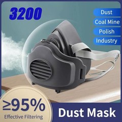 Half Face Gas Mask Dual Filter Cartridge Work Safety Chemical Respirator Glasses