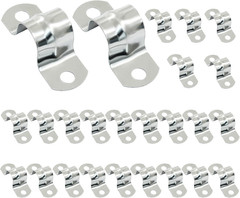25 Pack M10 Rigid Pipe Strap, 3/8 Inch Stainless Steel Two Hole Cable Strap, U B