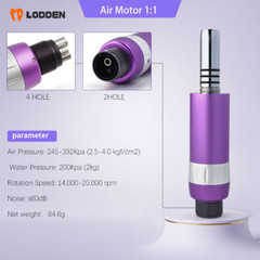 Dental 1:1 Inner Channel Slow Low Speed Handpiece Angle Air Motor Set 2/4H S65dB