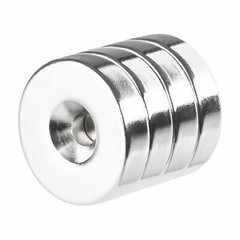 1 x 1/4 Inch Neodymium Rare Earth Countersunk Ring Magnets N52 (4 Pack)