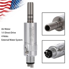 ASkeadnt Dental E-type 4 Hole Air Motor Handpiece Low Speed External Water Spray