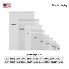 Clear Zip Seal Plastic Bags Jewelry Zipper Top Lock Reclosable Baggies 2ML