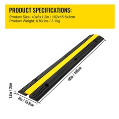 VEVOR 4 Pcs Speed Bumps 1 Channel Wire Hose 22000lbs Cable Protector Ramp
